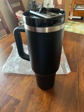 Black Insulated Travel Mug with Handle